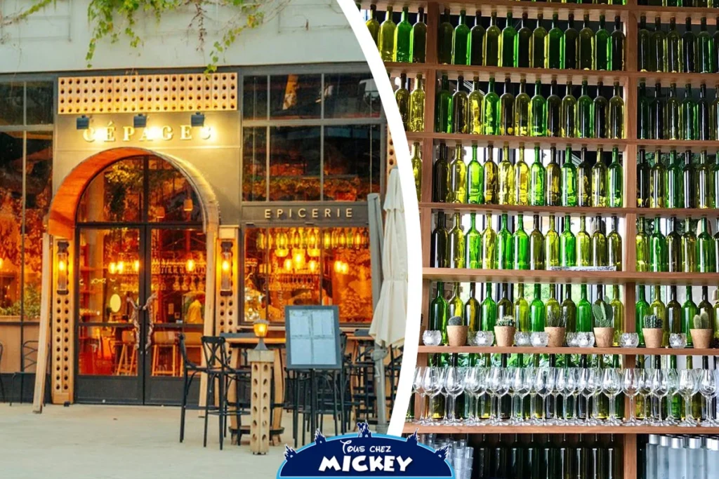 Le Cépages Restaurant and its wall of empty wine bottles