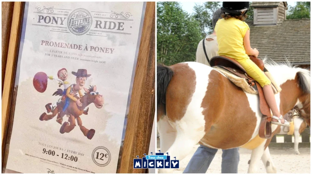 Balade à poney pour les enfants à l'hôtel Disney Cheyenne