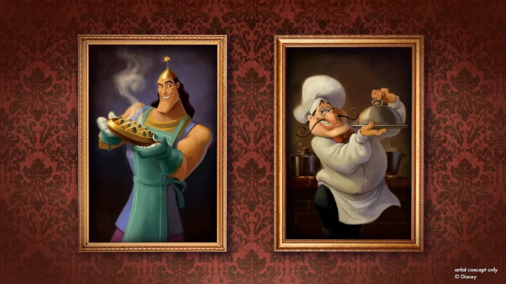 Portrait de Kronk (Kuzco, l’Empereur Mégalo) et le Chef Louis (La Petite Sirène) 