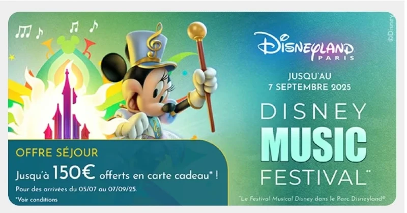 Offre séjour Disneyland Paris 150€ offerts en carte cadeaux