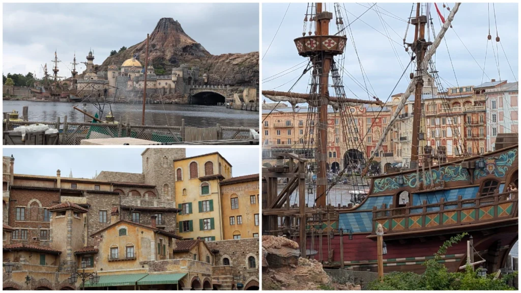 Plusieurs vues du land Mediteranean Harbour à Tokyo Disney Sea