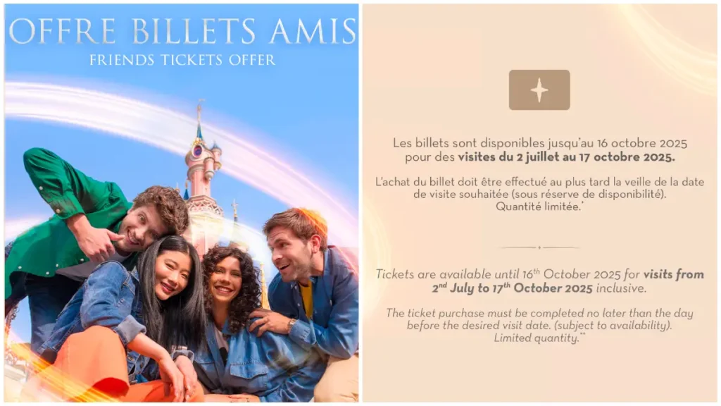 Billets amis Disneyland Pass 2025