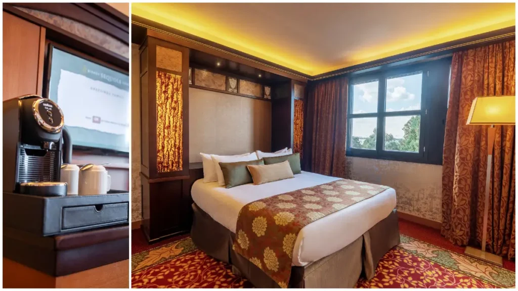 Une chambre Golden Forest avec vue lac et sa machine Nespresso