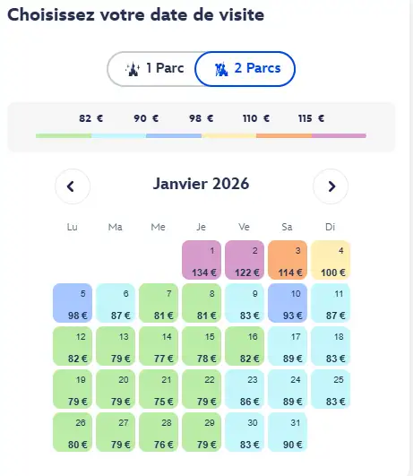 Tarifs les moins chers pour des billets en janvier 2026